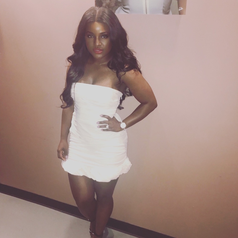 REMA' WHITE COTTON RUCHED DRESS